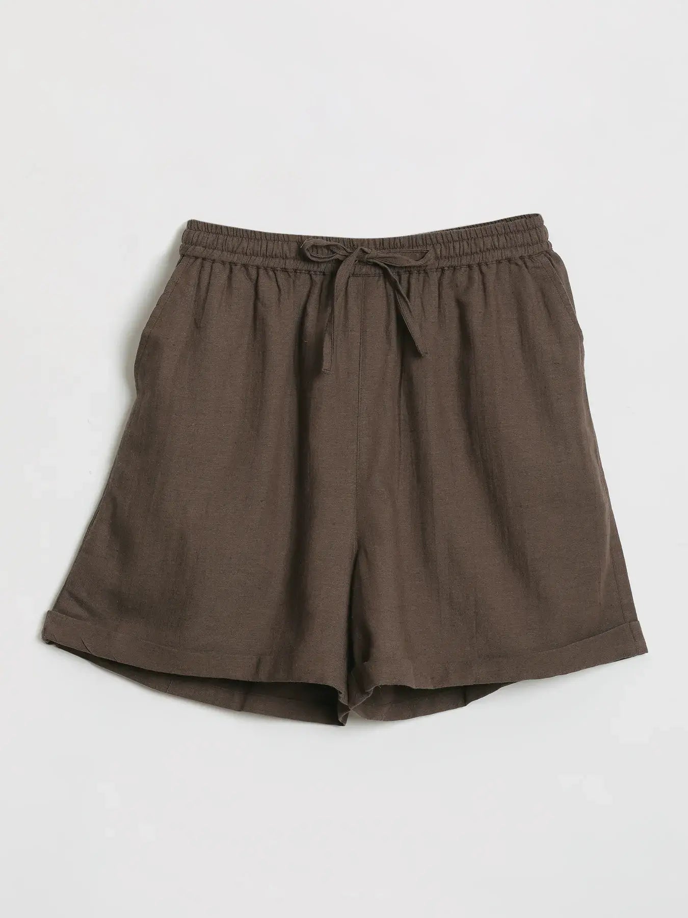 Women Dark Brown Flowy Linen Short Set