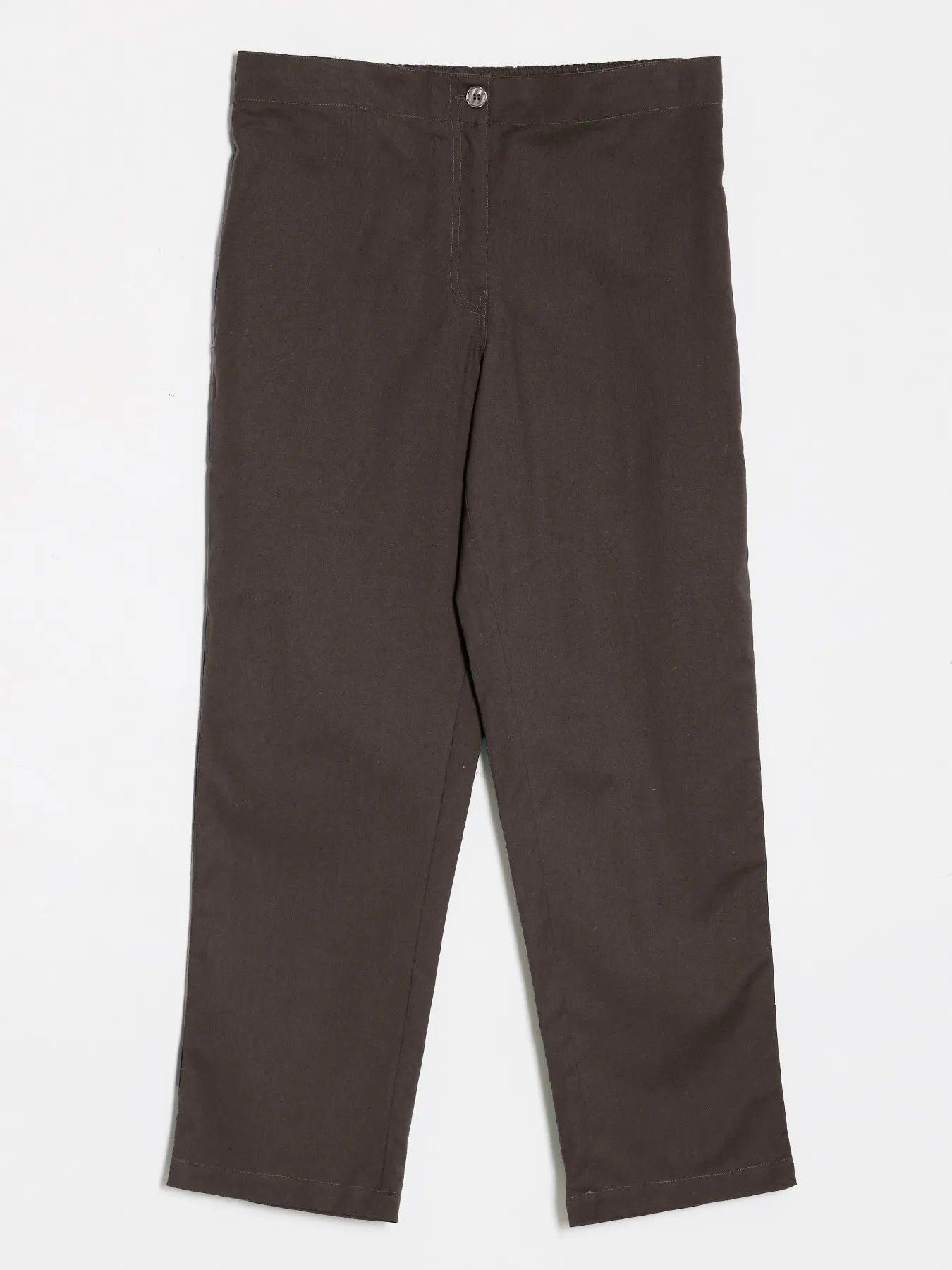 Women Dark Brown Airy Linen Straight Pants