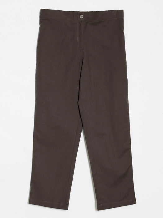 Women Dark Brown Airy Linen Straight Pants