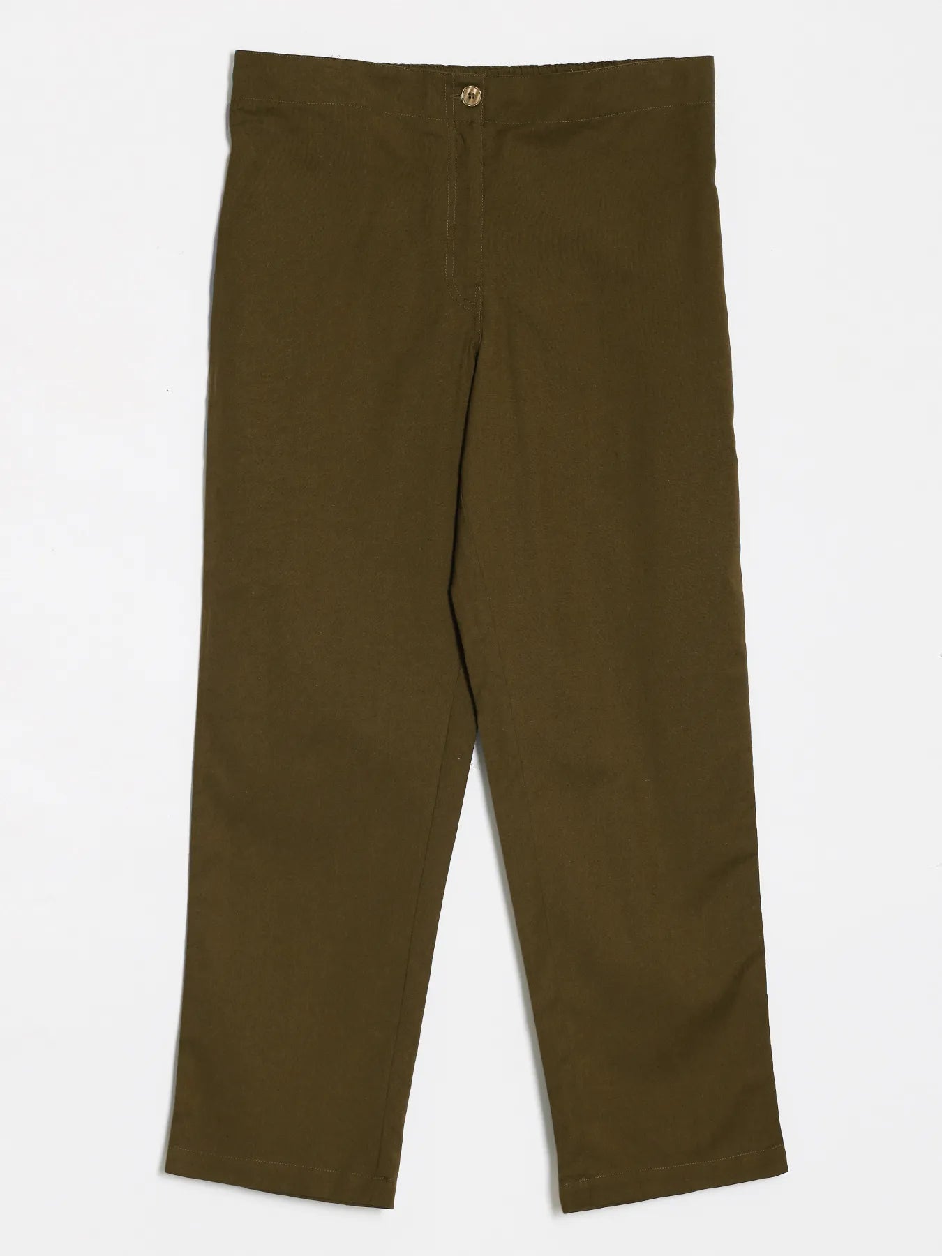 Women Olive Green Airy Linen Straight Pant