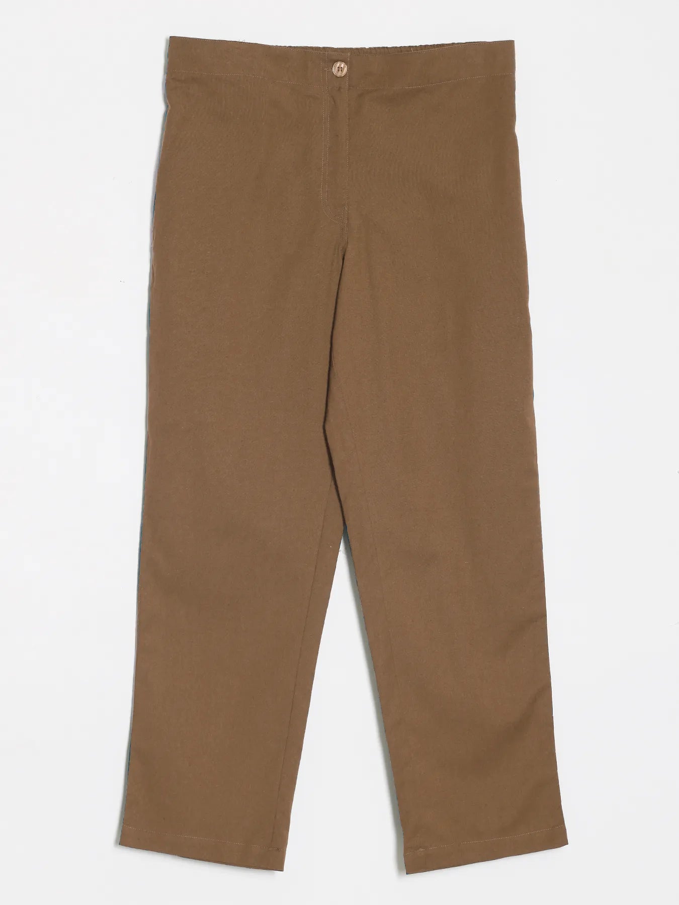 Women Coffee Brown Airy Linen Straight Pants