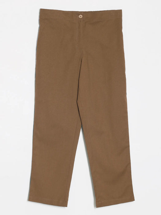 Women Coffee Brown Airy Linen Straight Pants