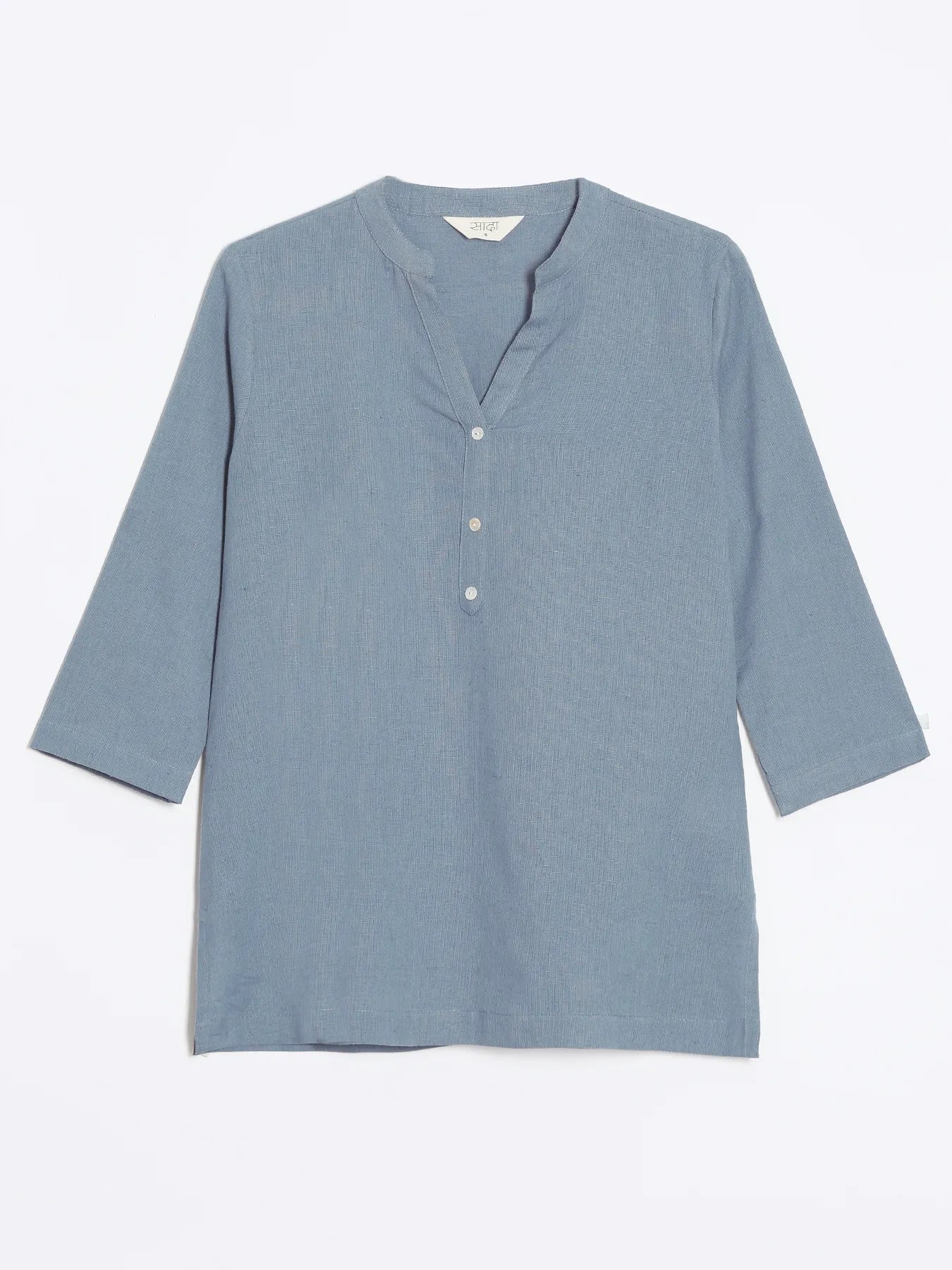 Women English Blue Airy Linen Short Kurta