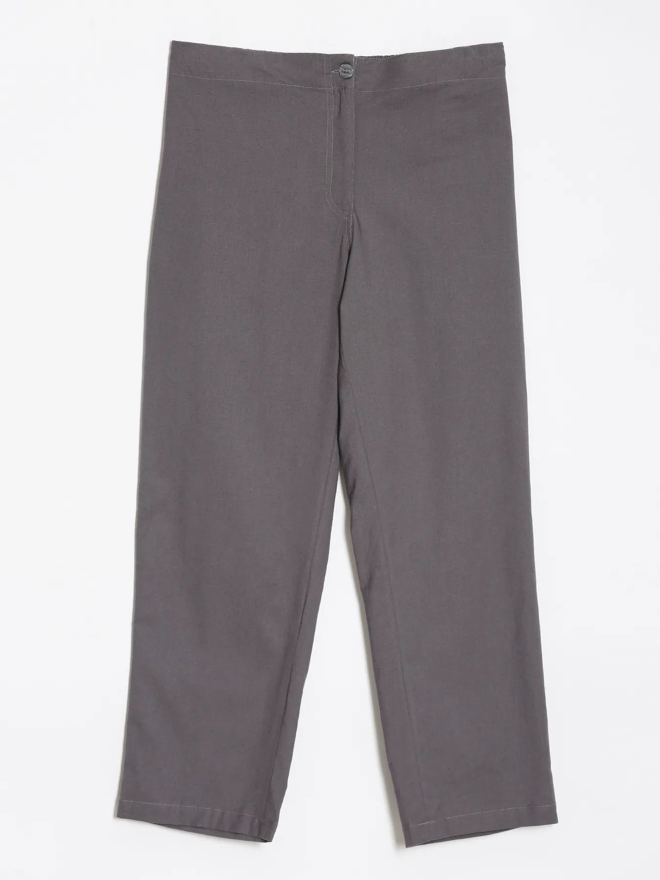 Women Slate Grey Airy Linen Straight Pant