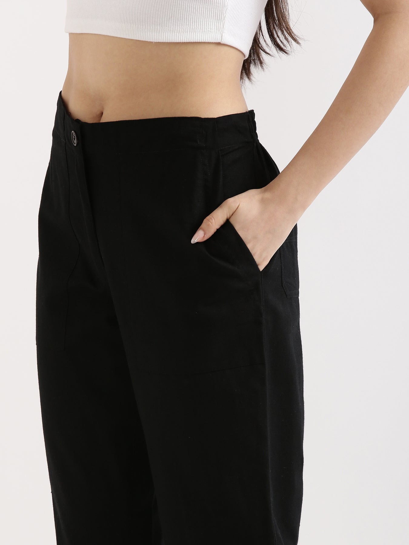 Black Airy Linen Pants