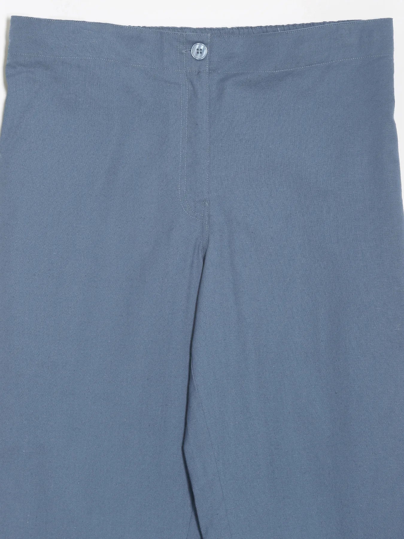 Women English Blue Airy Linen Straight Pants