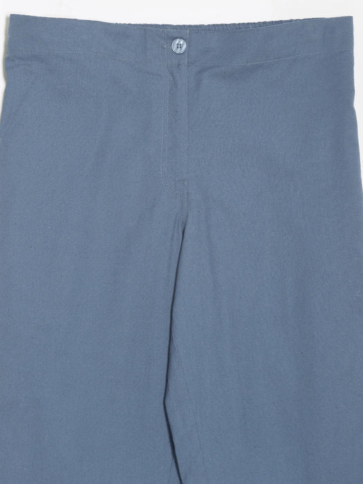 Women English Blue Airy Linen Straight Pants