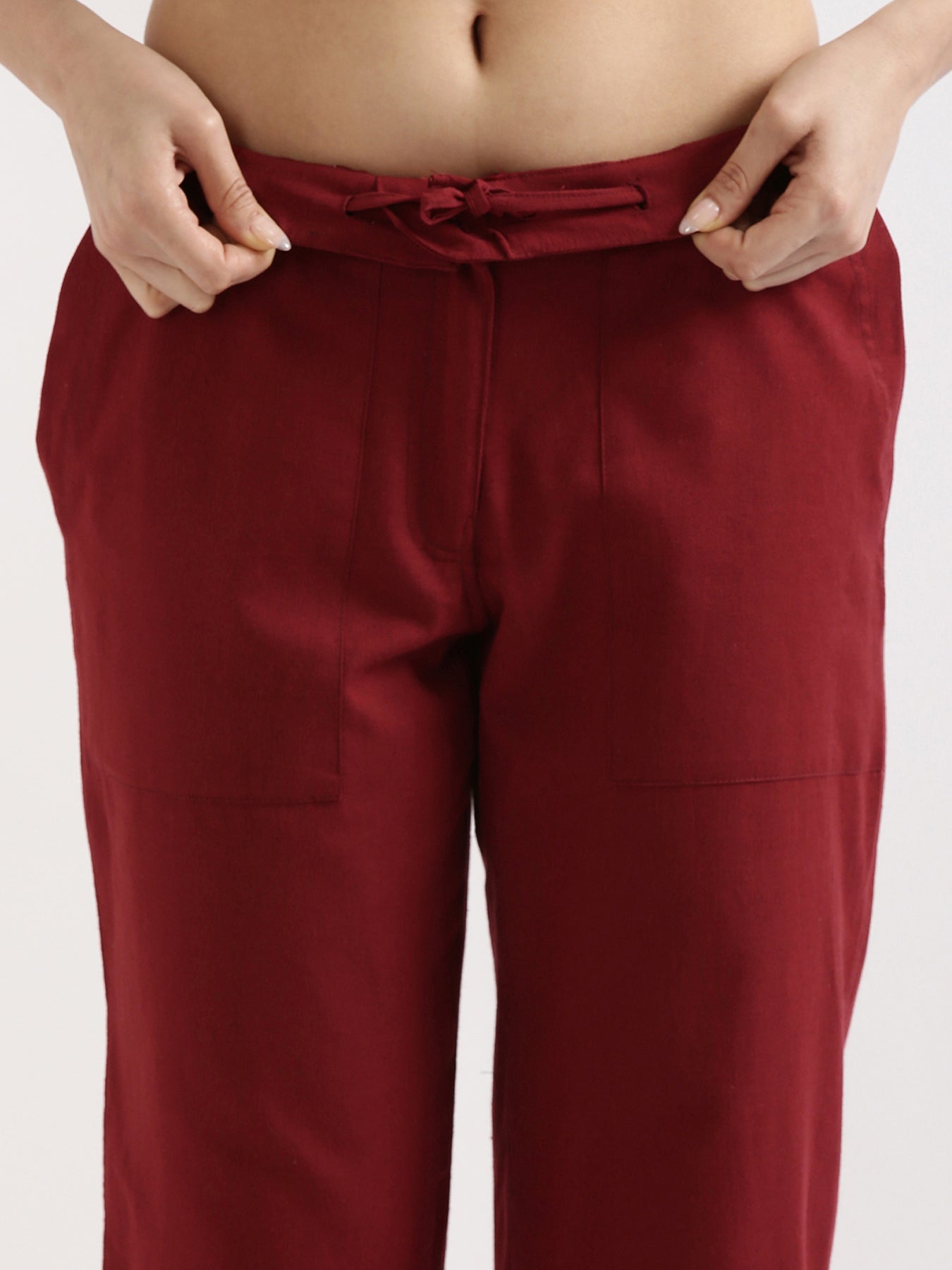 Maroon Airy Linen Pants