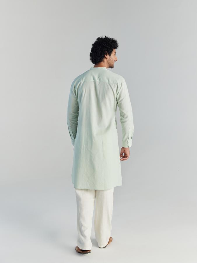 Mint Green Airy Linen Long Kurta