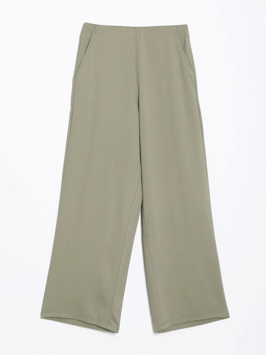 Women Mint Green Wide Leg Pants