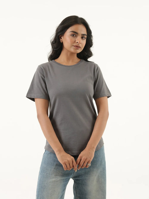 Women German Grey Round Neck T-shirt