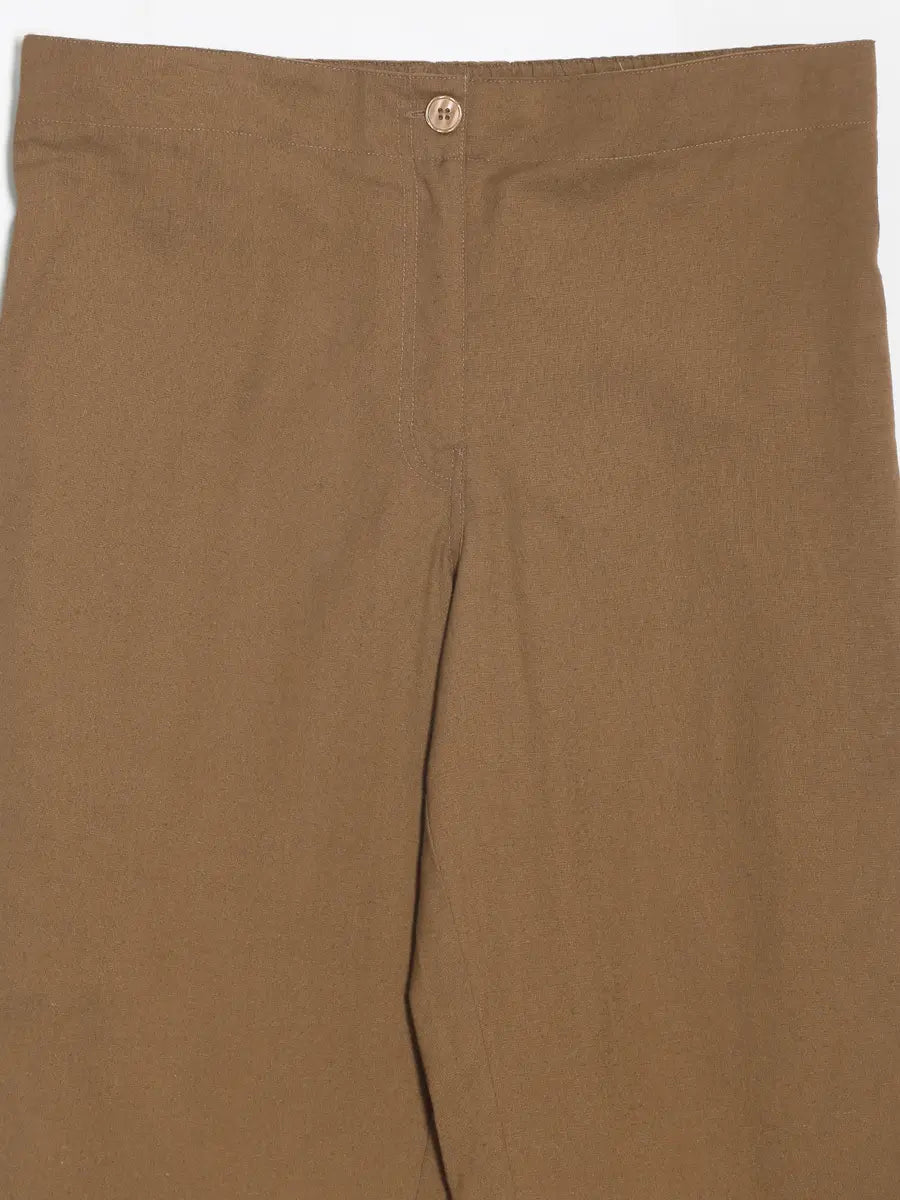 Women Coffee Brown Airy Linen Straight Pants