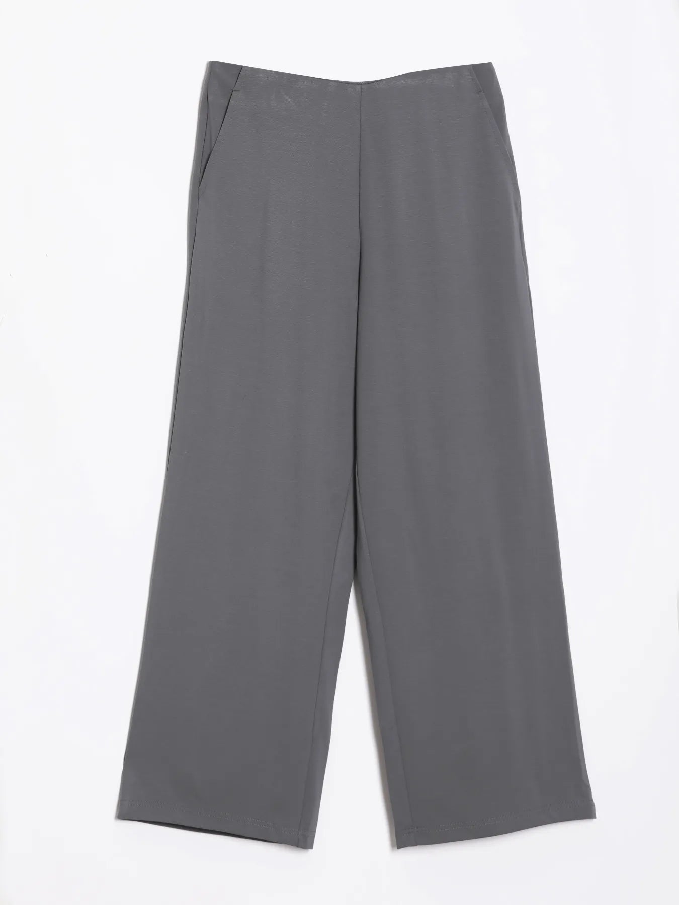 Women Cement Grey Wide Leg Pants