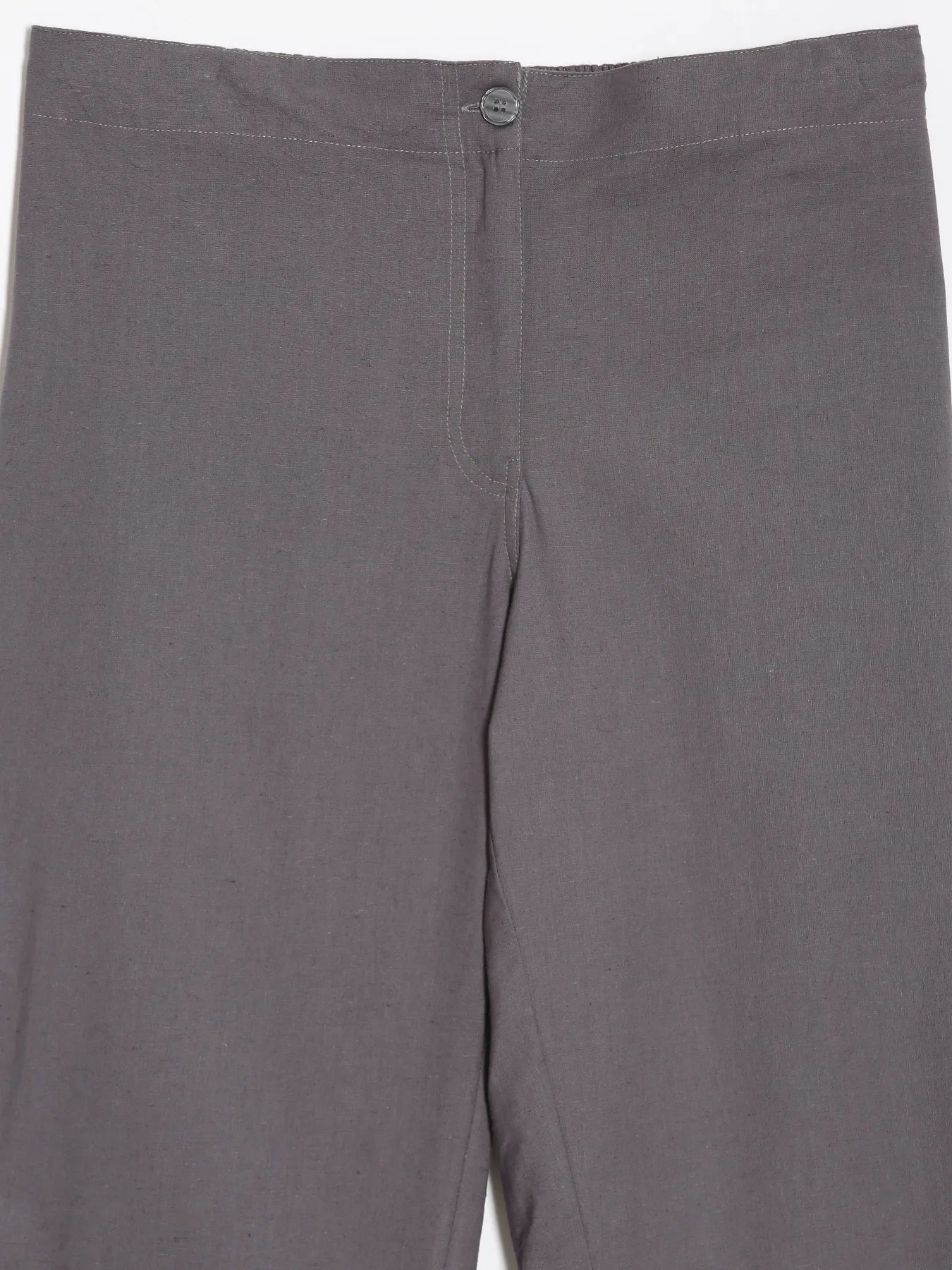 Women Slate Grey Airy Linen Straight Pant