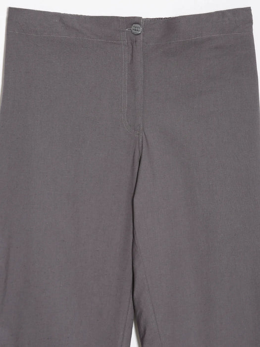 Women Slate Grey Airy Linen Straight Pants