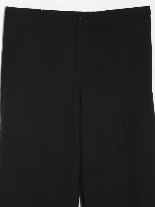 Women Black Airy Linen Straight Pants