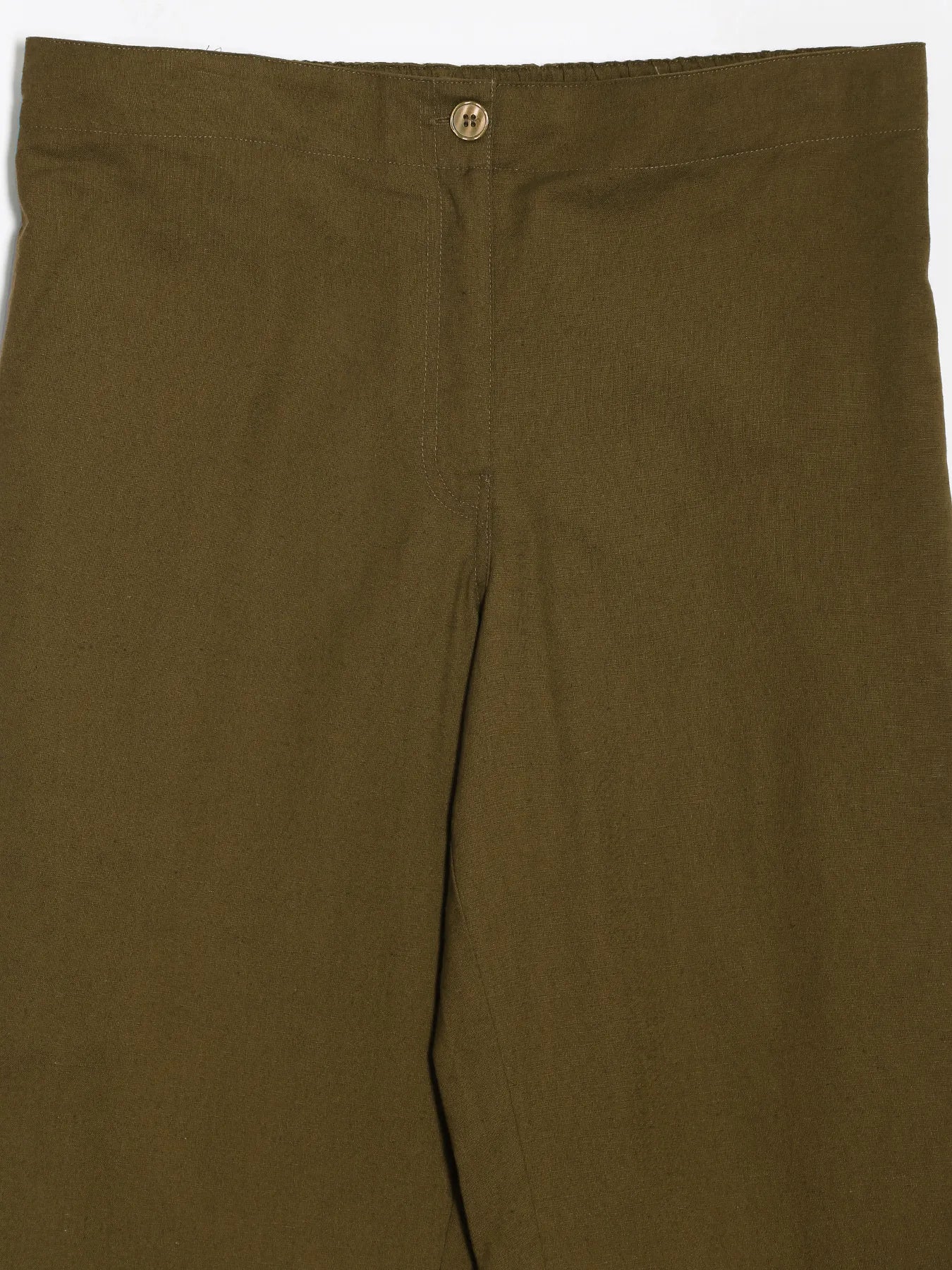 Women Olive Green Airy Linen Straight Pant