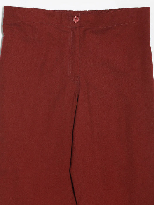 Women Maroon Airy Linen Straight Pants