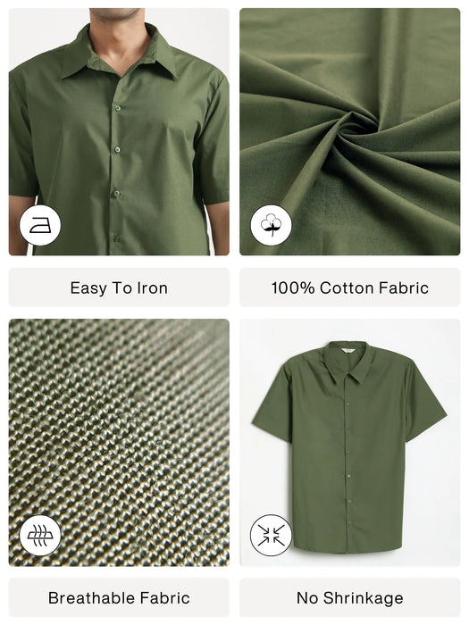 Men Forest Green Better Cotton Short Sleeve Shirt
