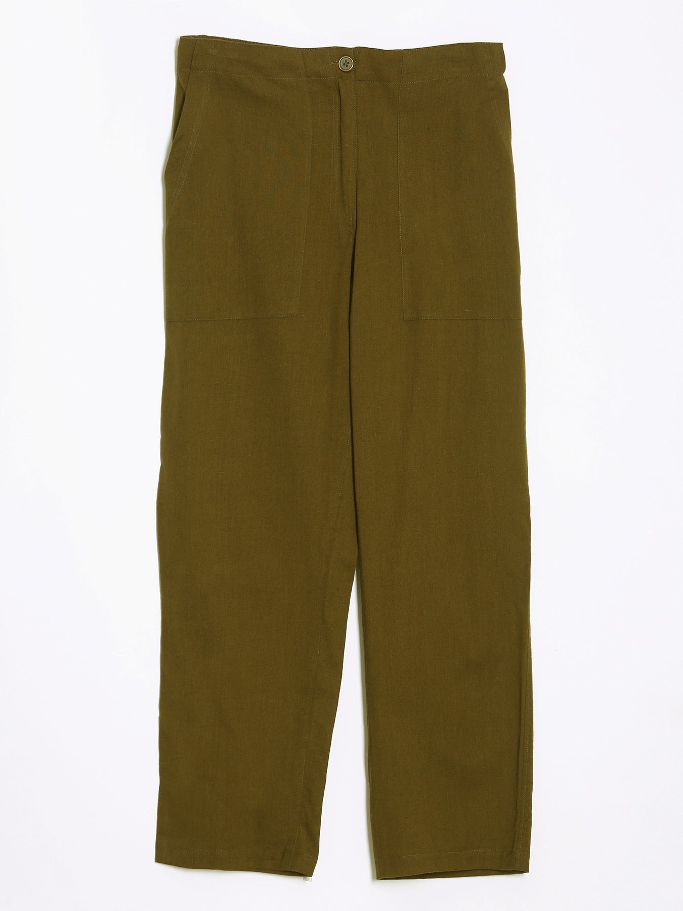 Olive Green Airy Linen Pants