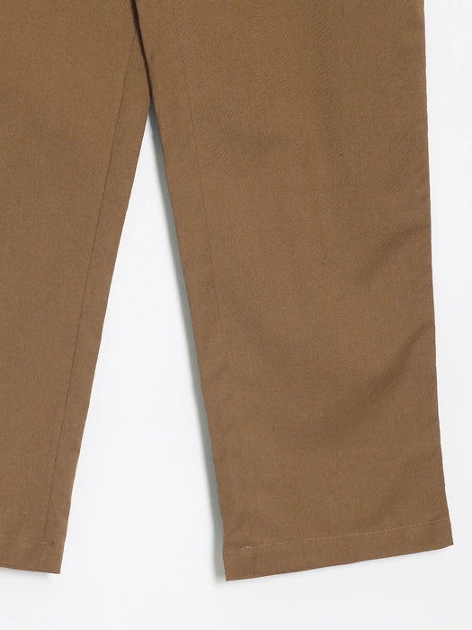 Women Coffee Brown Airy Linen Straight Pants