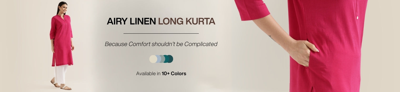 AIRY LINEN LONG KURTAS banner desktop