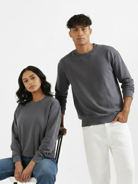 Unisex Grey Round Neck Sweatshirt