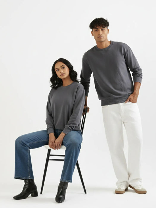 Unisex Grey Round Neck Sweatshirt