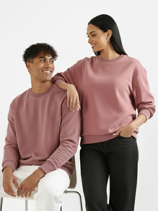 Unisex Rose Taupe Round Neck Sweatshirt