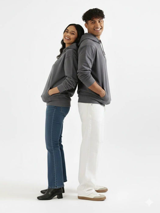 Unisex Grey Pullover Fleece Hoodie