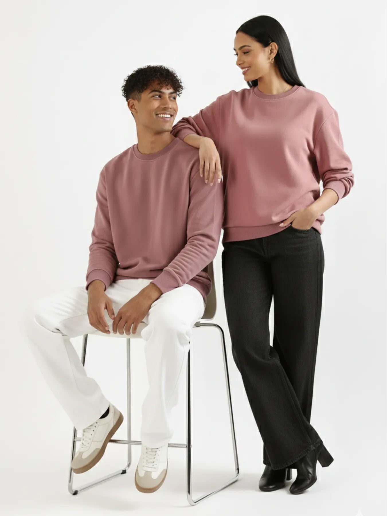 Unisex Rose Taupe Round Neck Sweatshirt