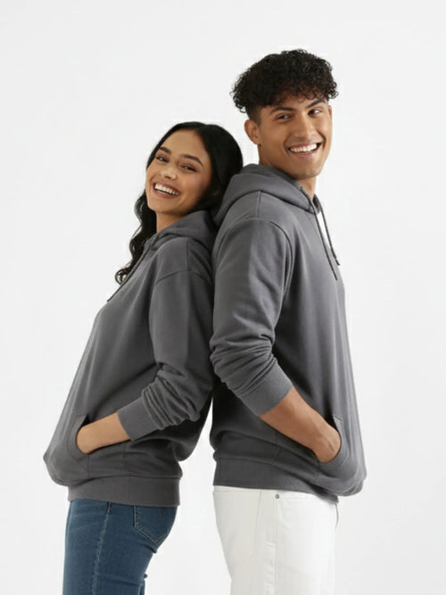 Unisex Grey Pullover Fleece Hoodie