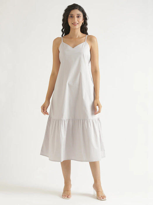 Women Grey Better Cotton Tier Dress