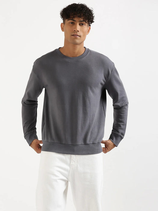 Unisex Grey Round Neck Sweatshirt