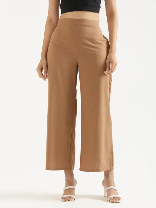 Pick Any 6 Women Airy Linen Wide Leg Pant - Coffee Brown