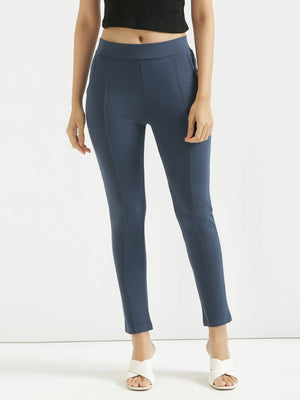 Women Royal Blue 4-Way Stretchable Pants