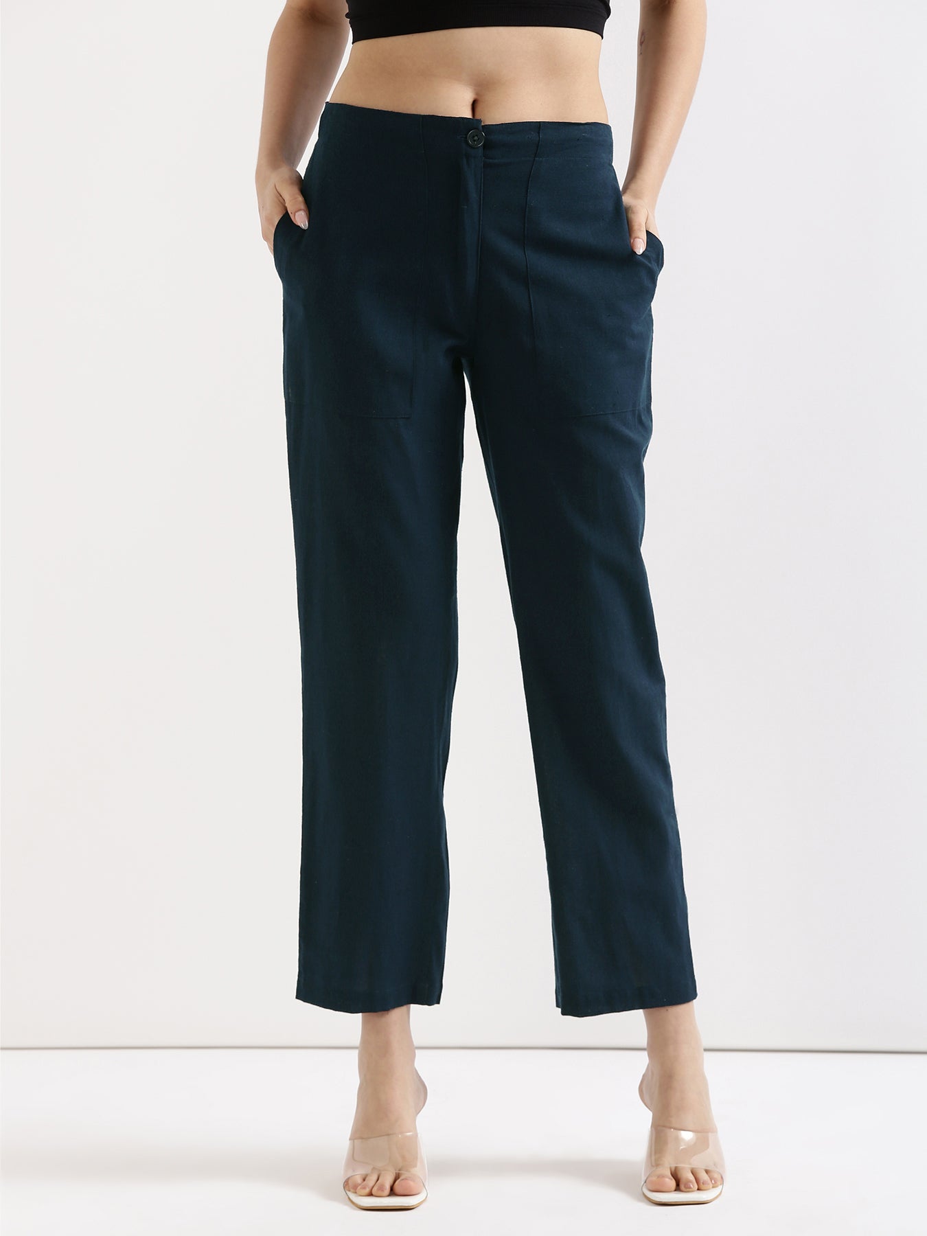 Navy Blue Airy Linen Pants