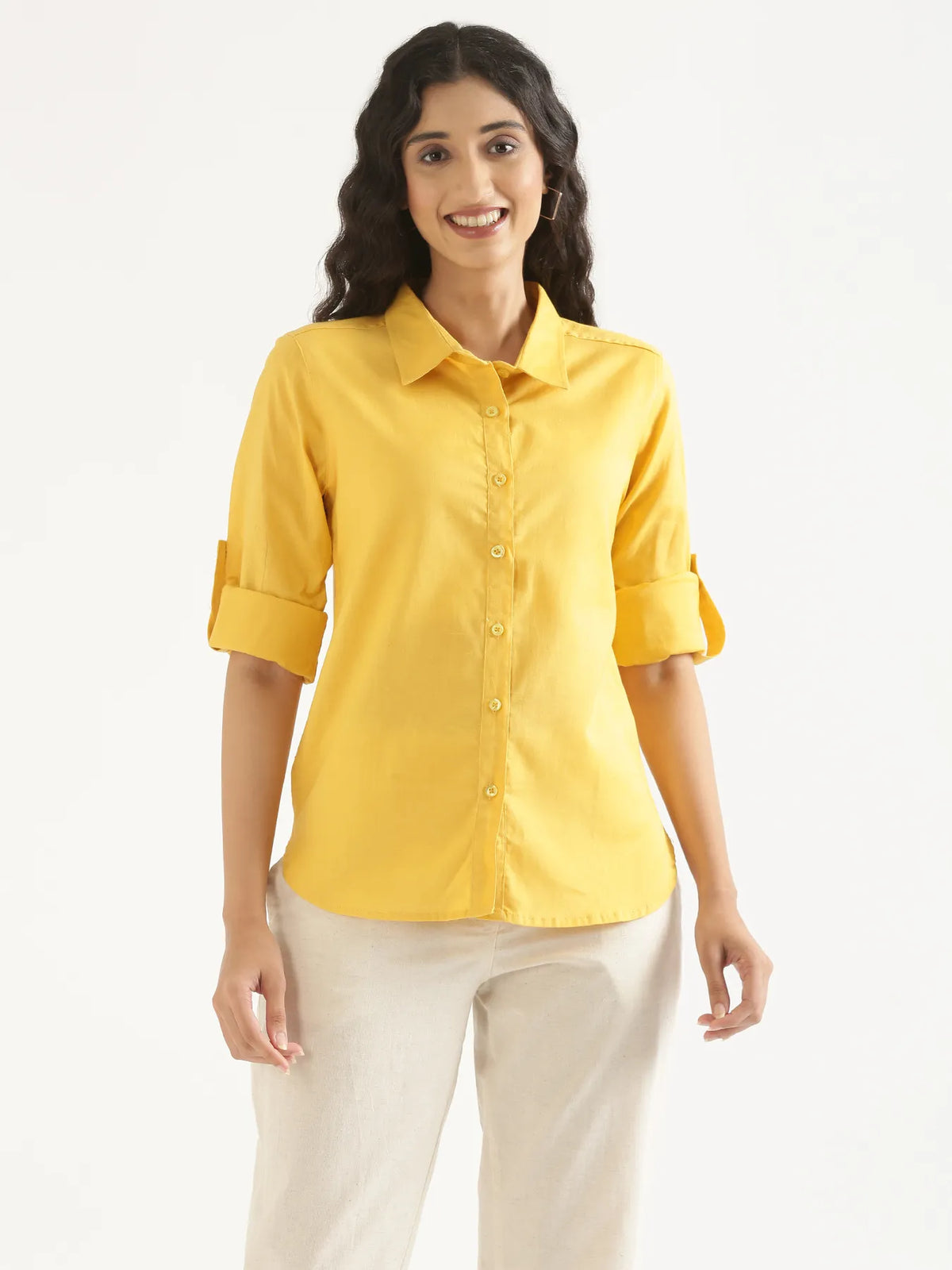 Pick Any 3 Women Airy-Linen Shirt - Yellow