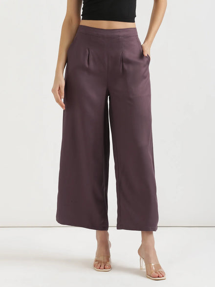 Pick Any 5 Women Viscose Palazzo Pant - Brinjal