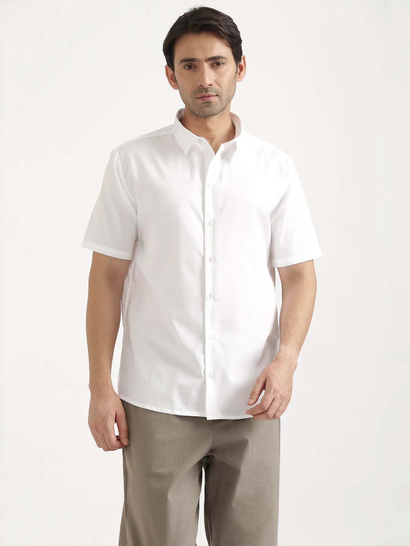 Men White Better Cotton Short Sleeve Shirt