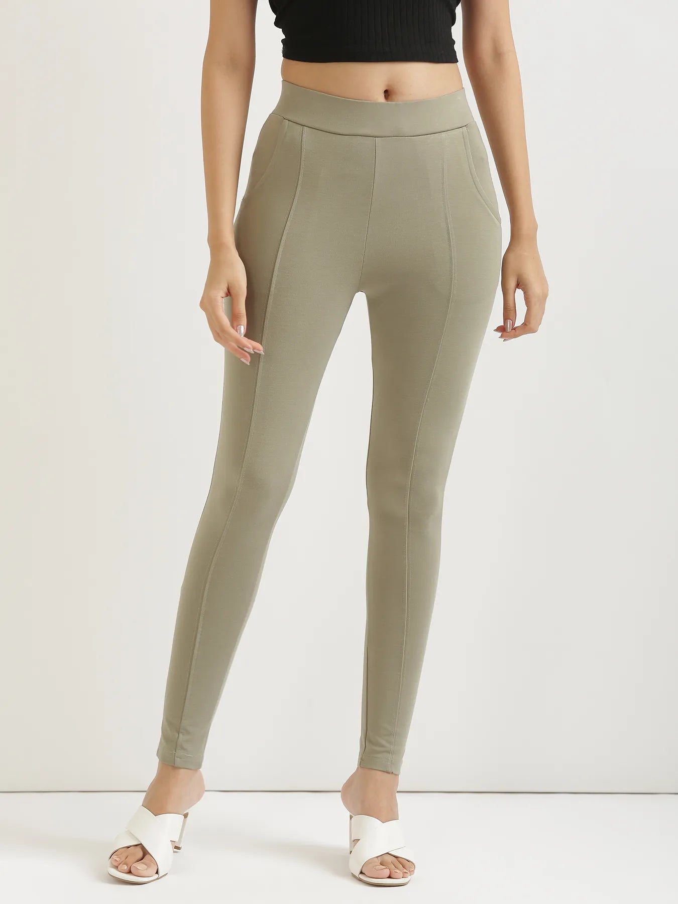 Women Mint Green 4-Way Stretchable Pants