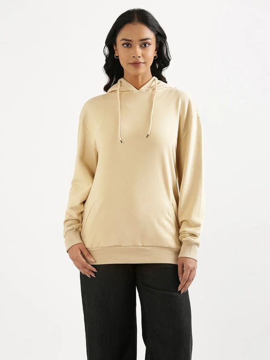 Unisex Beige Pullover Fleece Hoodie