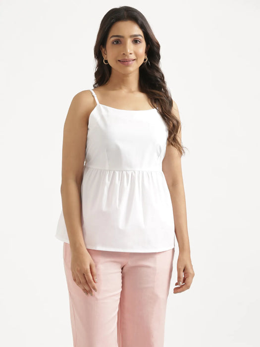Women White Better Cotton Peplum Top