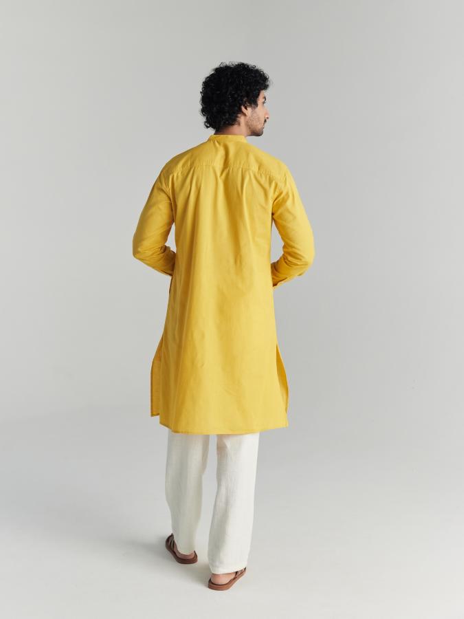 Yellow Airy Linen Long Kurta