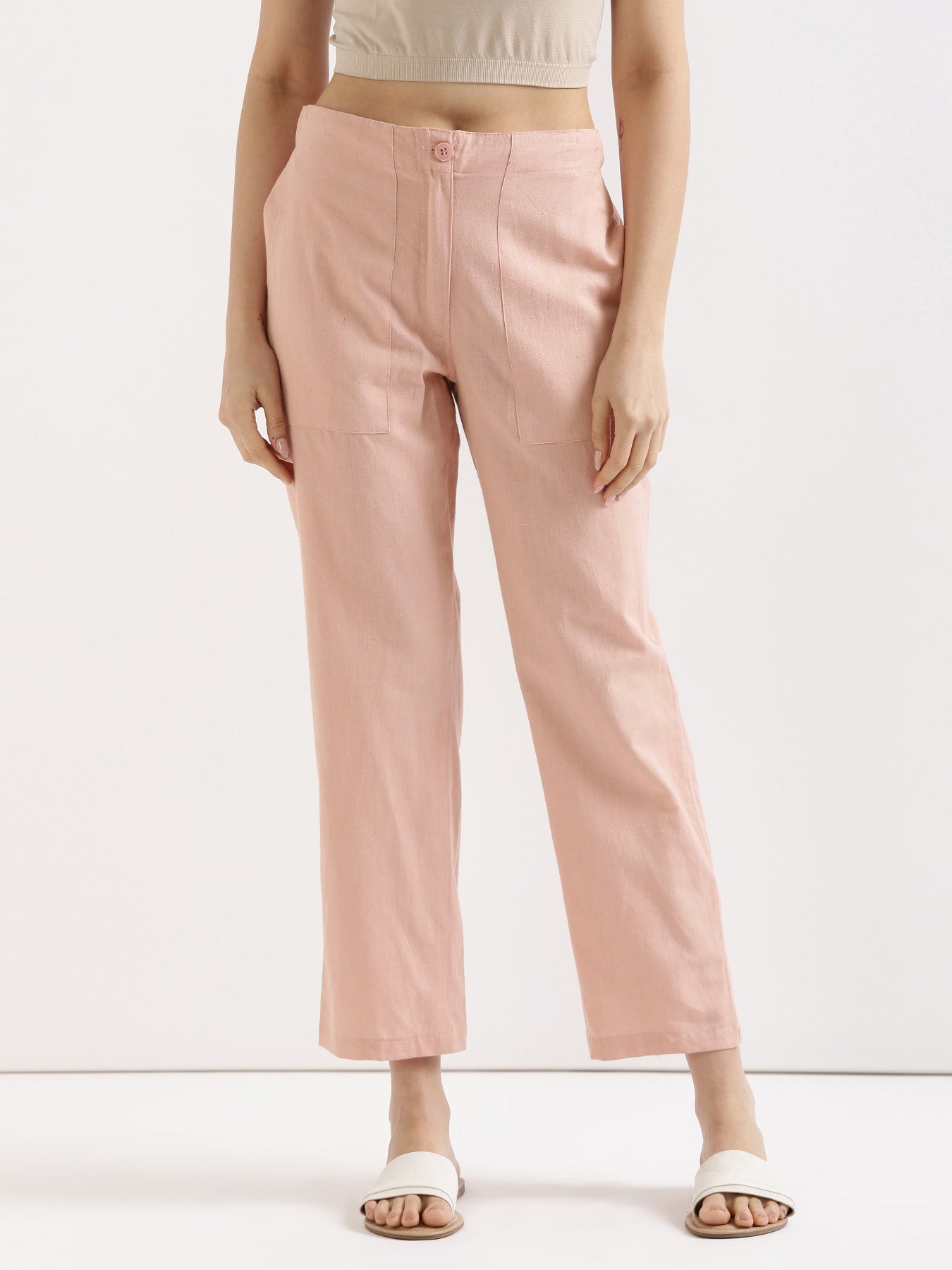 Salmon Pink Airy Linen Pants