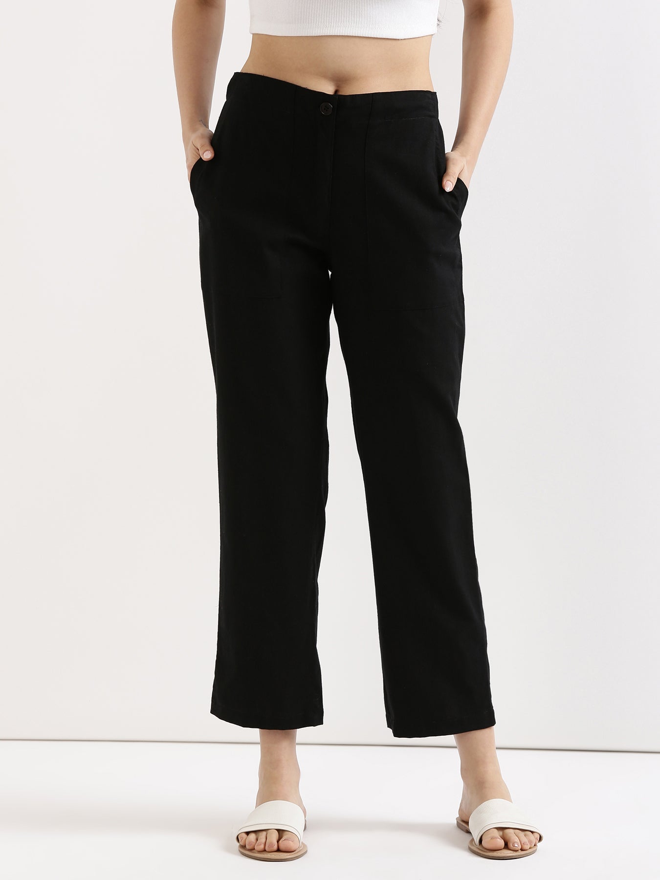 Black Airy Linen Pants