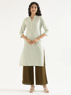 Women Mint Green Airy Linen Long Kurta