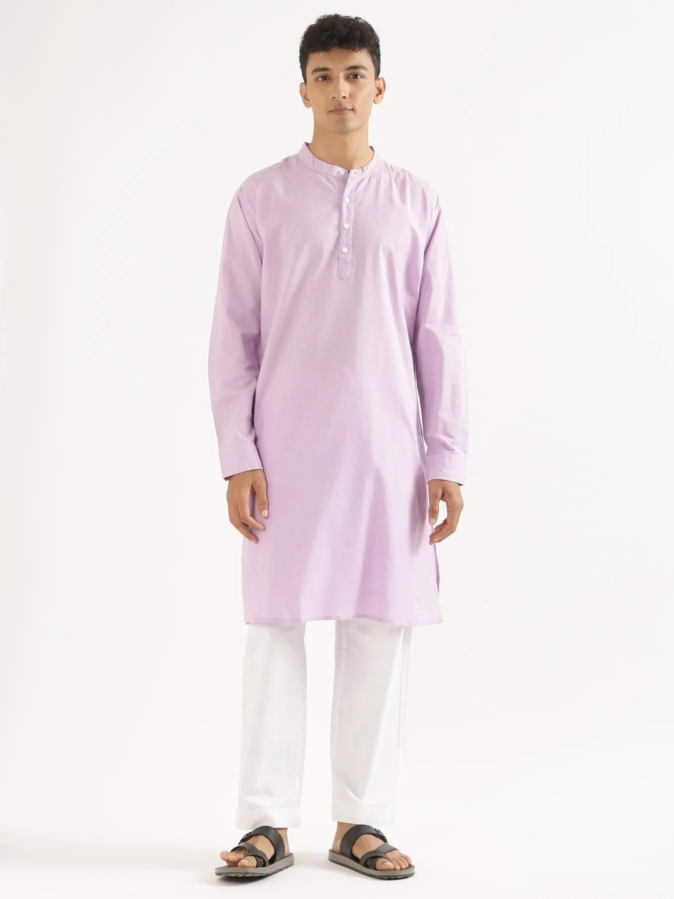 Men Lilac Airy Linen Long Kurta