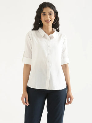 Pick Any 2 Women Airy-Linen Shirt - White