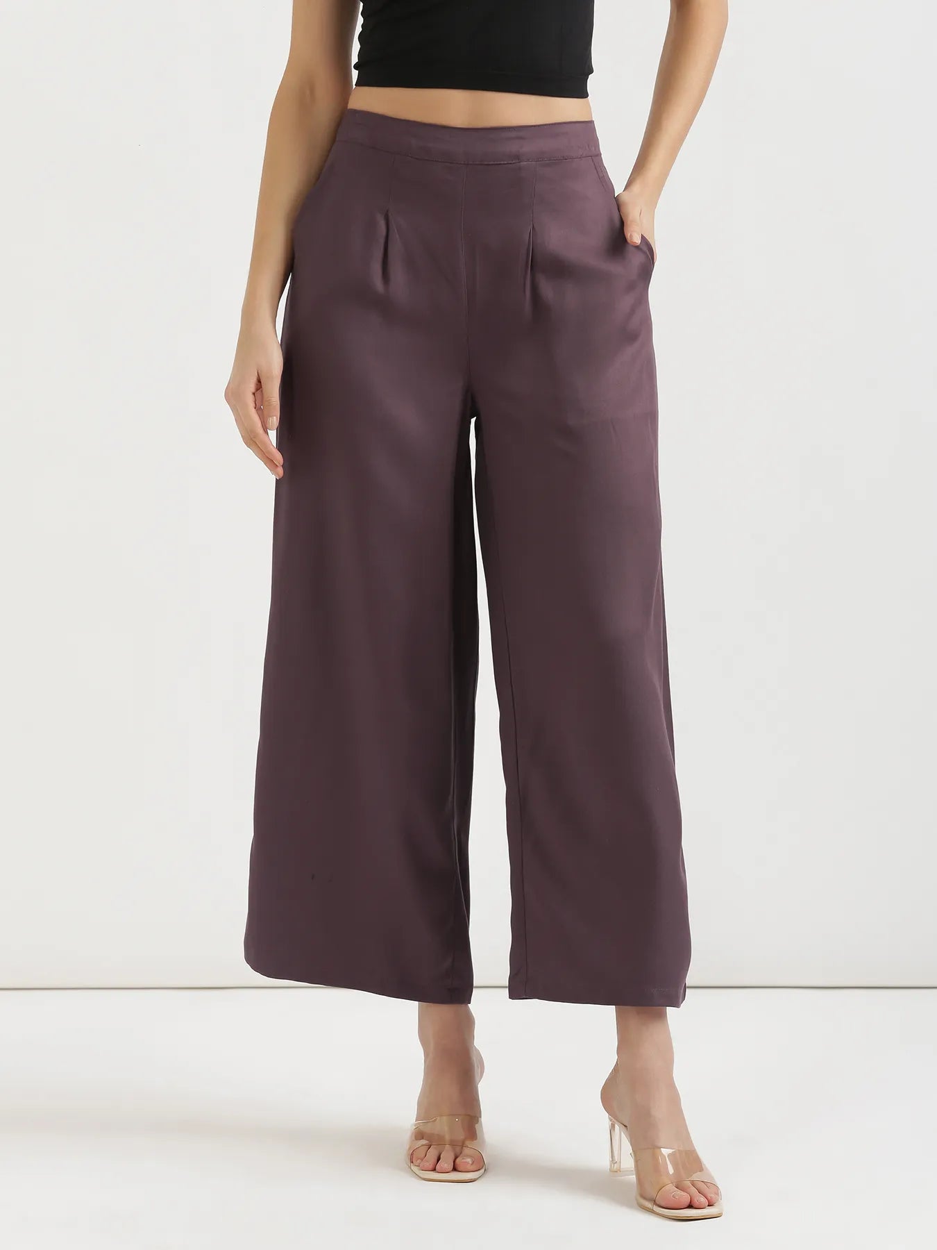 Women Brinjal Viscose Palazzo Pant